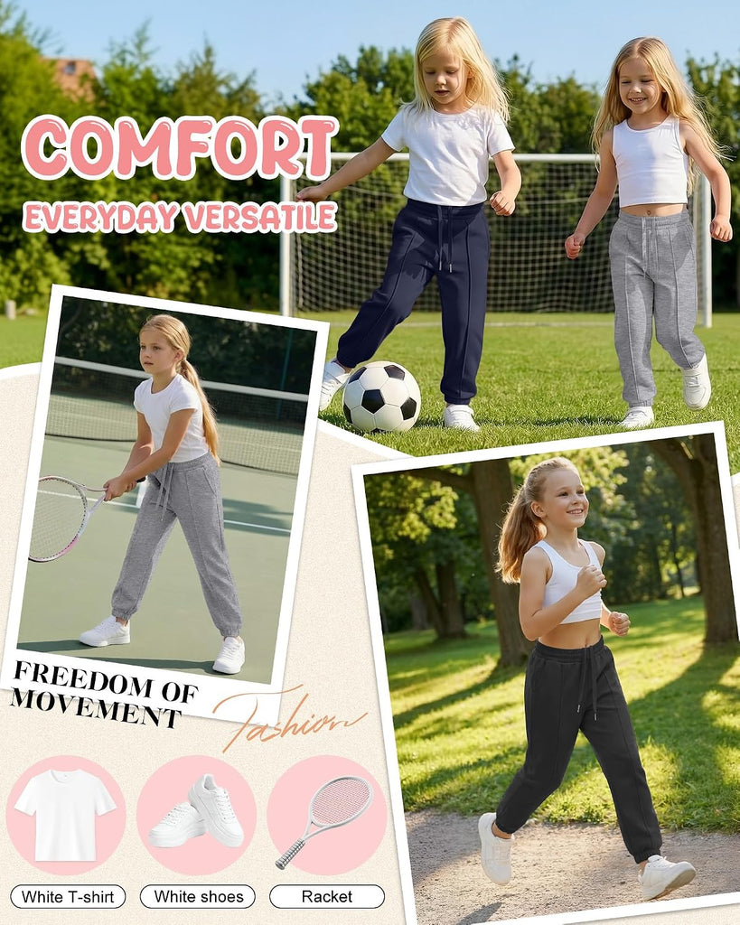 3 Pack Girl's Joggers Sweatpants School Pants