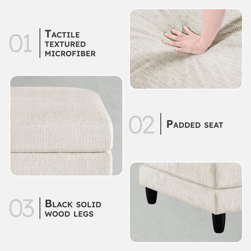 Modern Ottoman, Foot Stools, Living Room Foot Rest, Module for Sectional Sofa, 40" Microfiber Upholstery Square