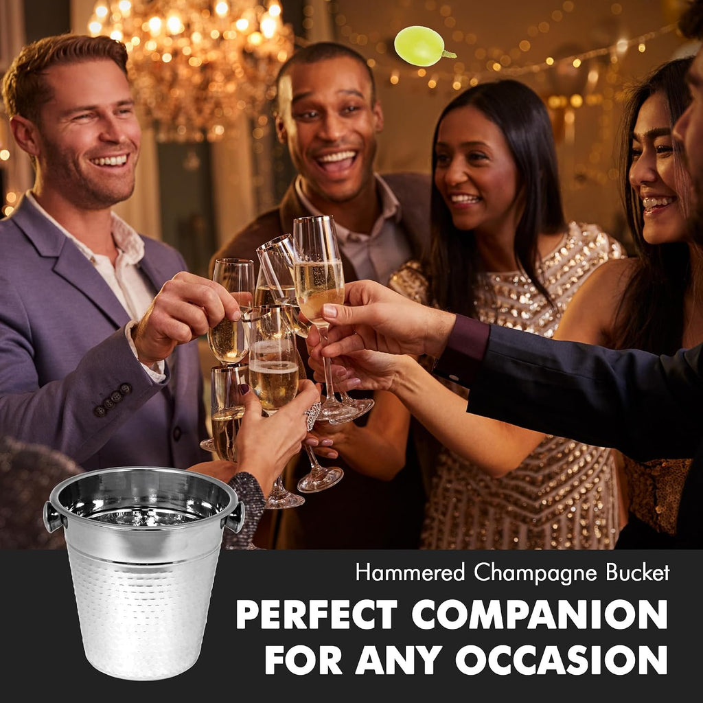 Hammered Champagne Bucket. 4 Quart. Stainless Steel