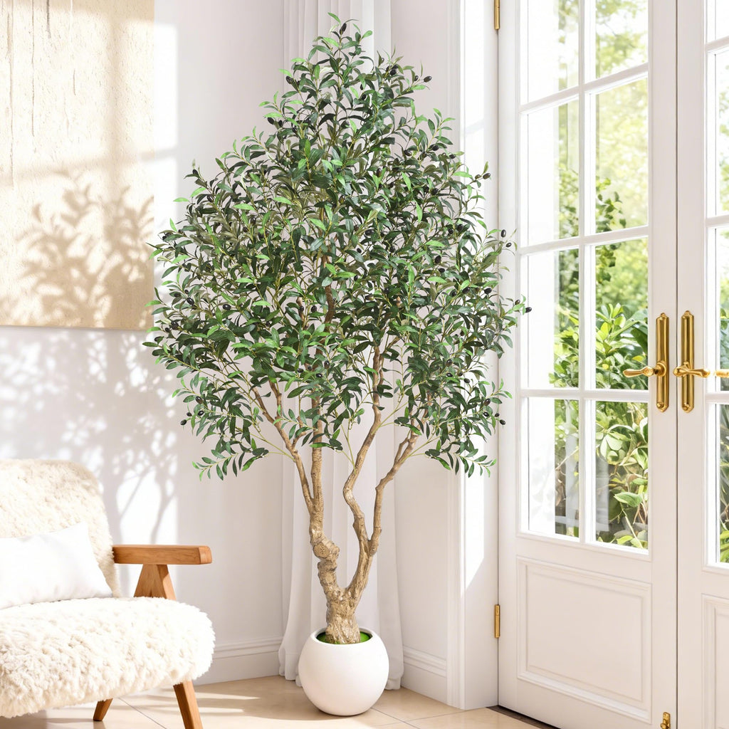 7 FT Faux Olive Tree, Realistic Tall Olive Trees Artificial Indoor