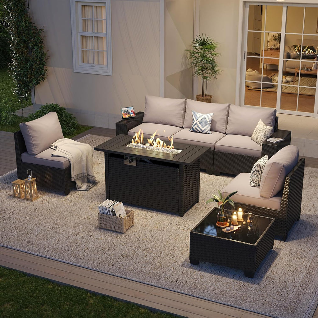 Aoxun Outdoor Patio Furniture Set with 44'' Fire Pit Table