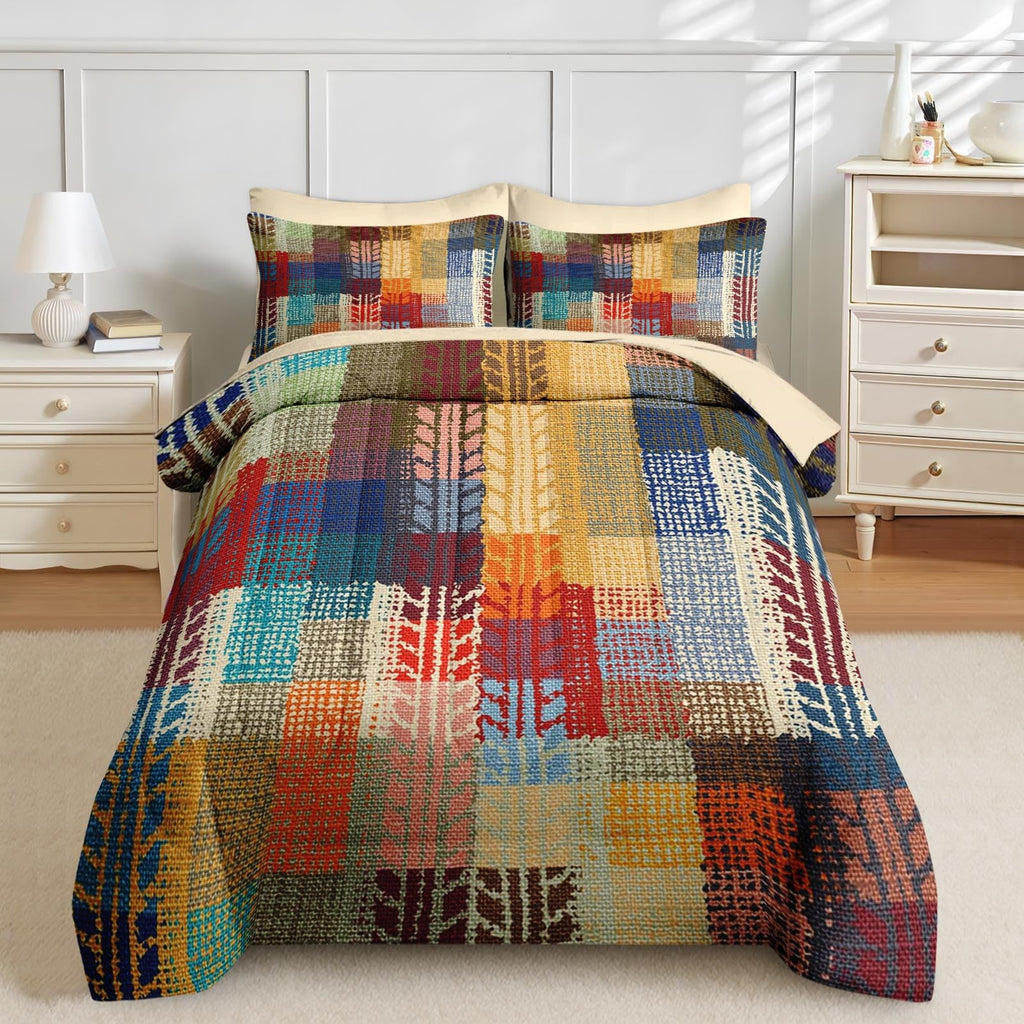 Twin Comforter Set with Sheets, 5 Pieces Boho Vintage Bedding