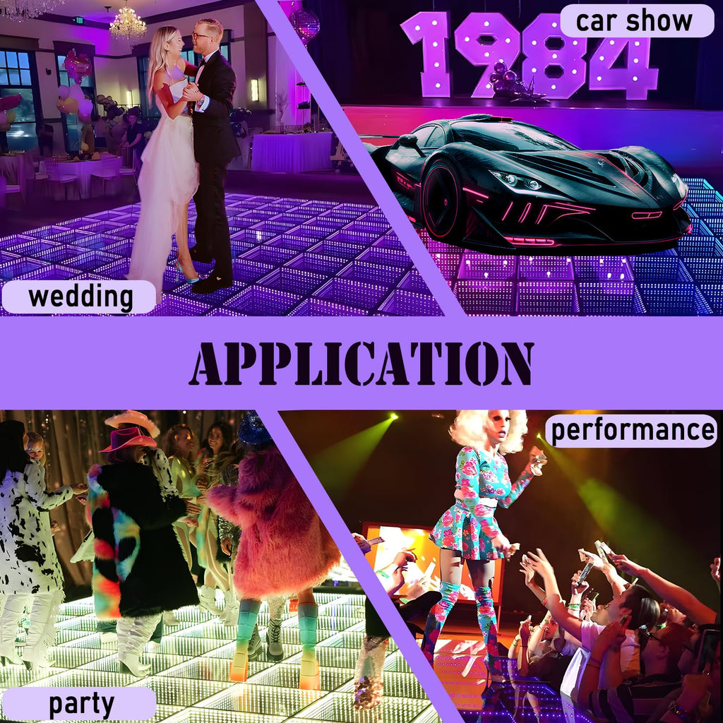 3D Dance Floor Stage Lights Tempered Glass with Flight Case Infinity Mirror Panel Effect LED Dance Floor for Wedding