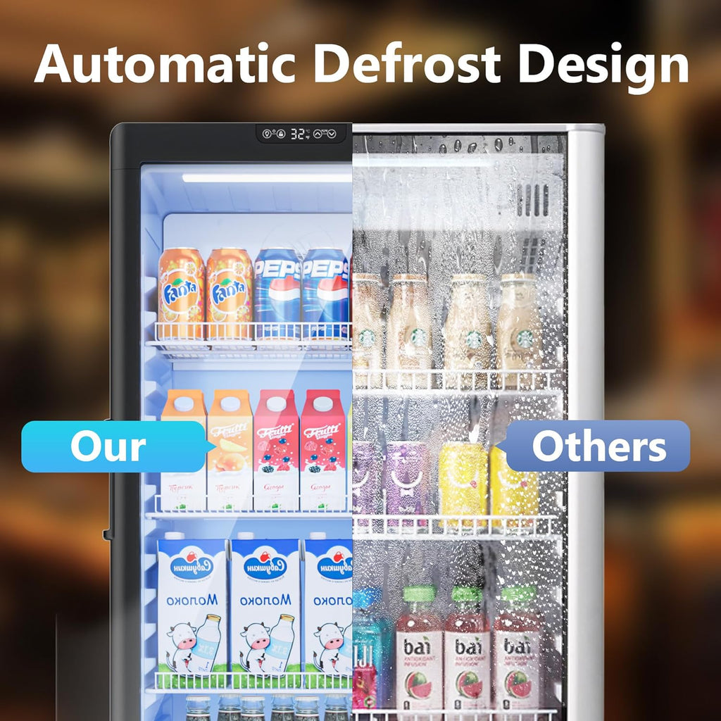 6 Cu.Ft Commercial Refrigerators, Display Fridge with Double-Tempered Glass Door