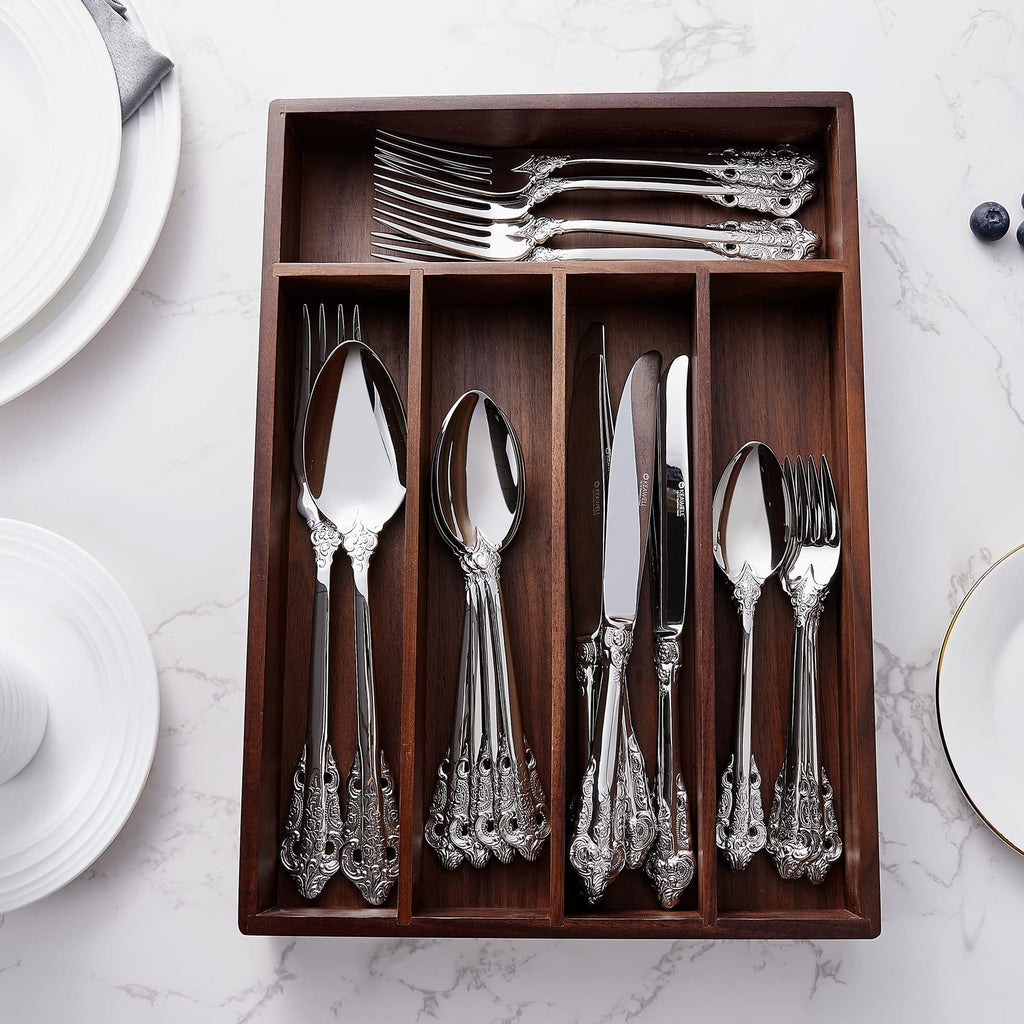 Luxury 45-Piece 18/10 Stainless Steel Flatware Set (Silver)