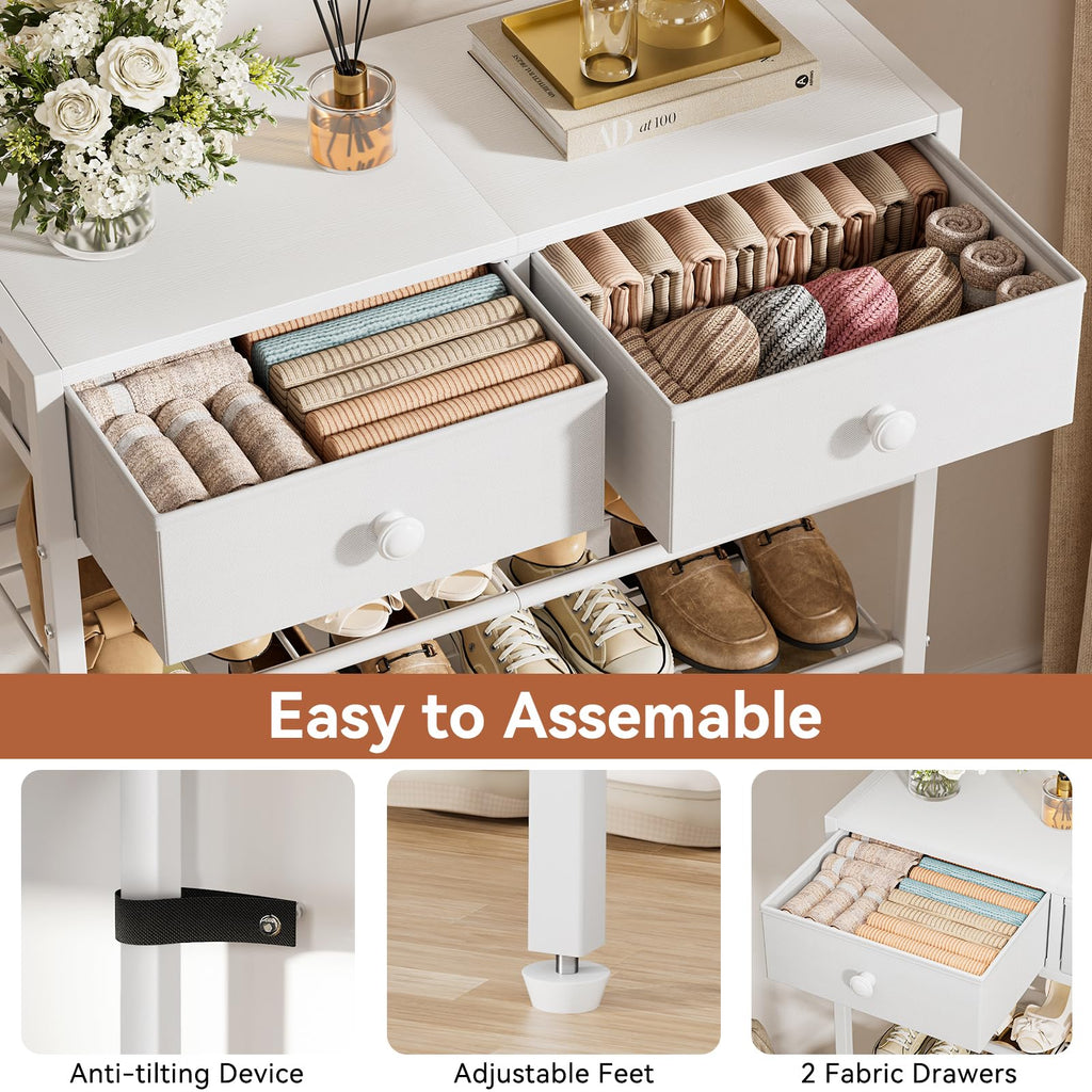 5 Tier Shoe Rack with 2 Drawers, 16-20 Pairs Greige