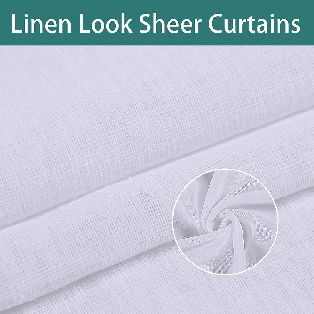 Burlap Linen Look Outdoor Curtain 2 Panels | Waterproof Sheer Curtains for Pergola, Porch, Cabana, Gazebo Grommet
