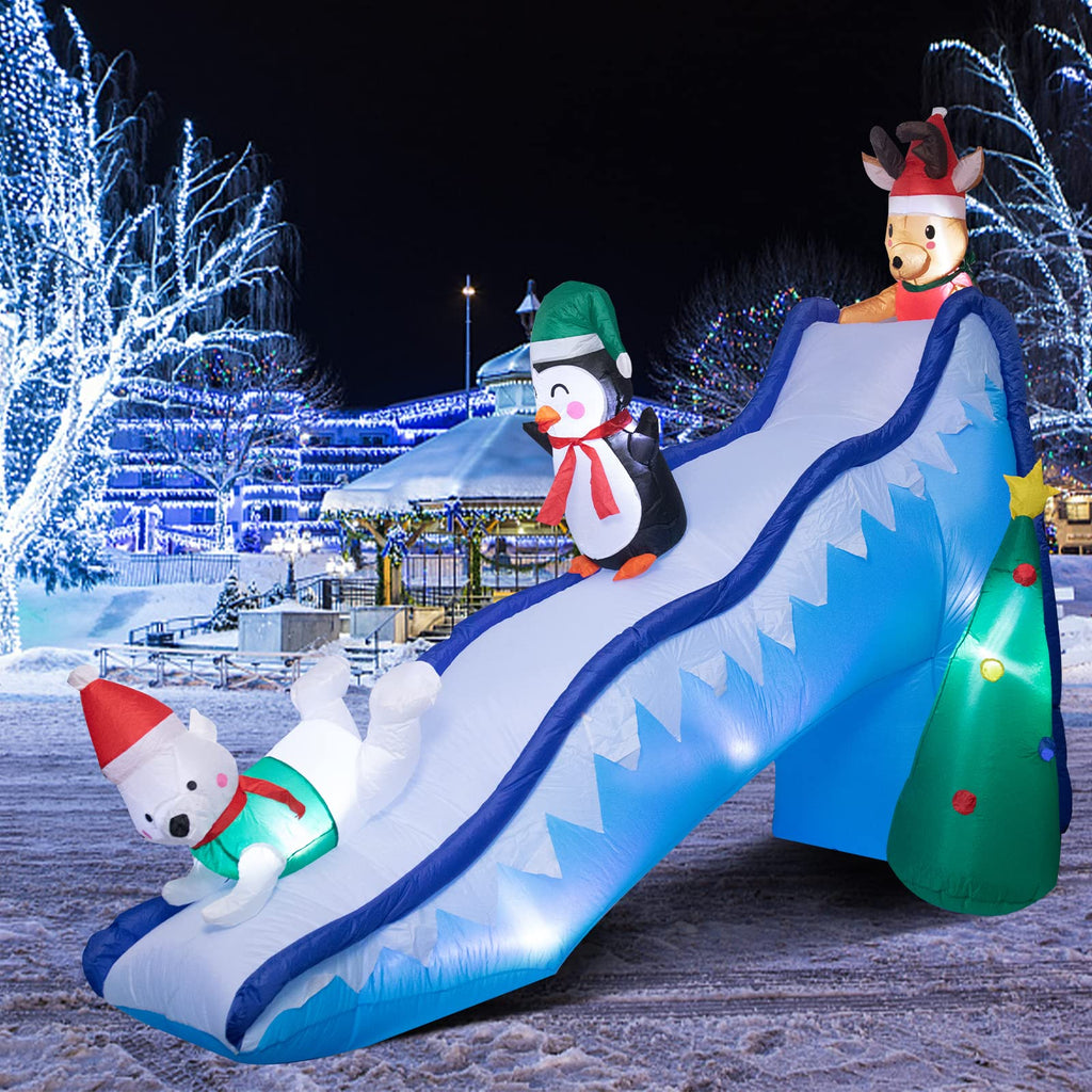 8.2FT Christmas Inflatable Outdoor Penguin Slide Yard Decor