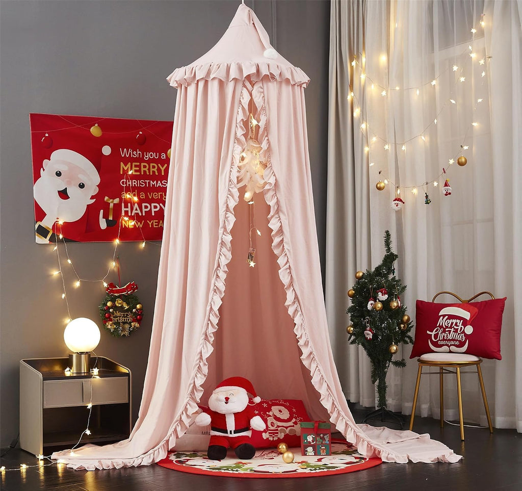 Bed Canopy for Girls,Princess Round Dome Dreamy Mosquito Net Bedding Girls Room Castle Play Tent Hanging House Decor