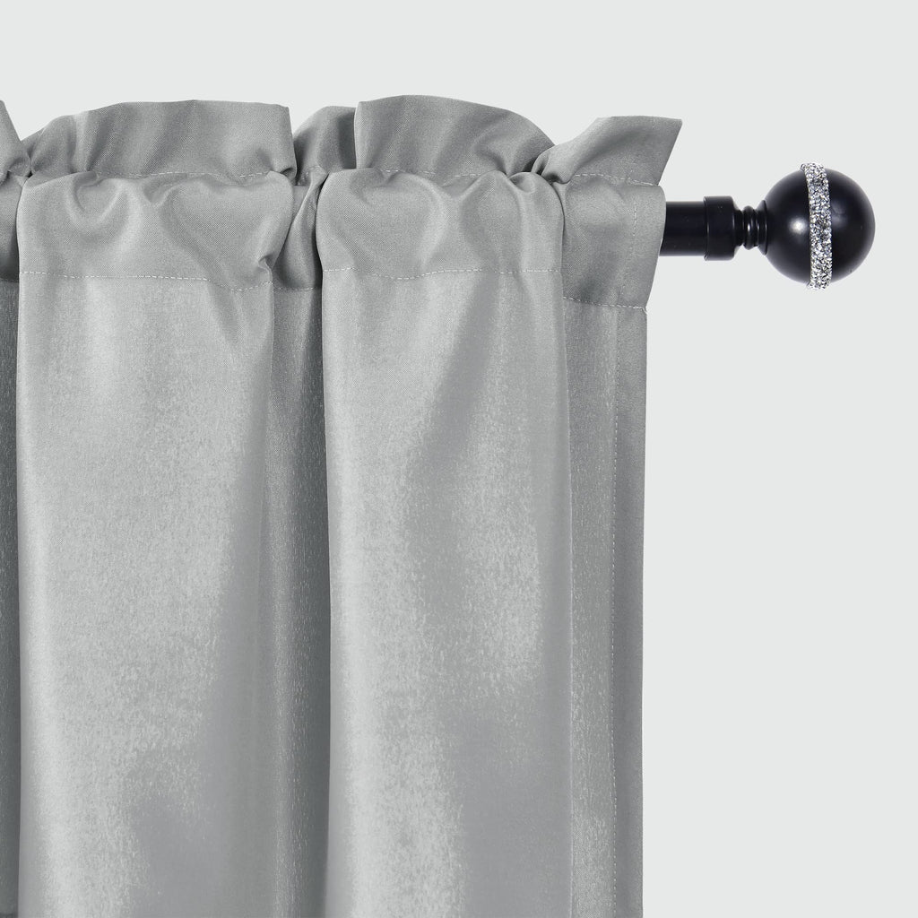 Silver Grey Valance Curtains for Window 2 Panel, 42 x 18 Inches