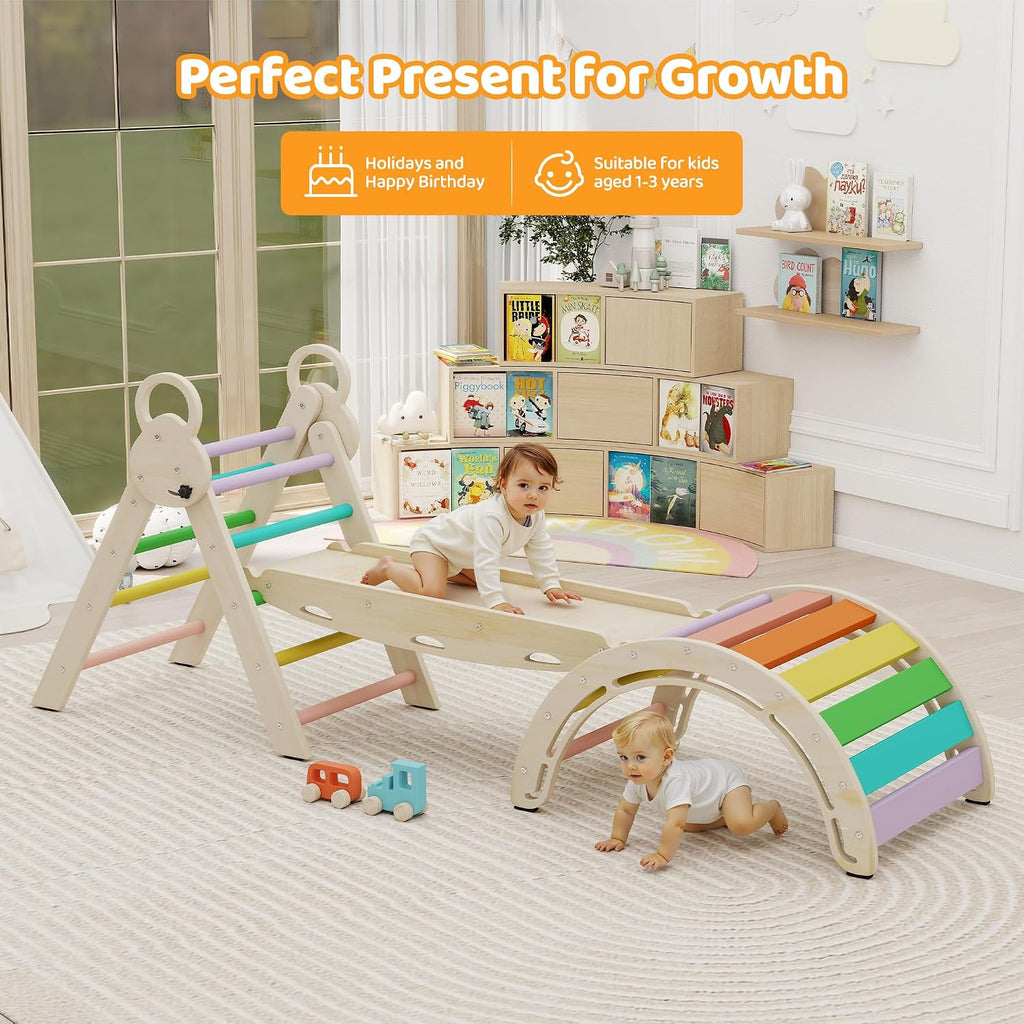 Triangle Set, in-1 Wooden Climbing Toy for Toddlers