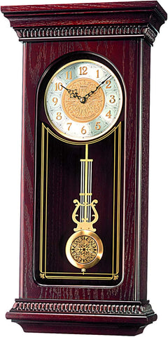 Mahogany Wall Clock with Pendulum and Chime