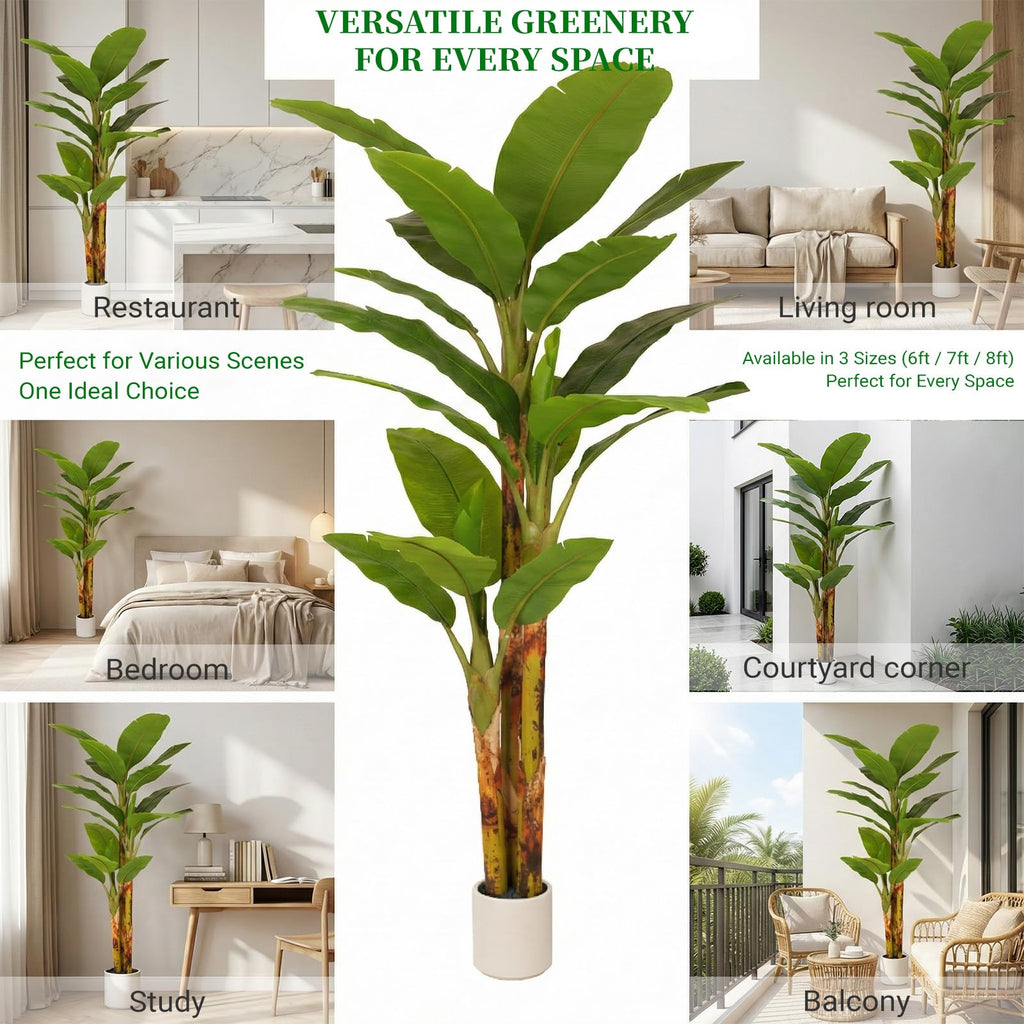 8FT Artificial Banana Tree Luxury Faux Banana Plant Fake Tree Decor Extra Large Tropical Tree Indoor Floor Plant Home