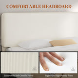Full Bed Frame with Adjustable Headboard, Chenille Fabric Upholstered Headboard/Platform Bed