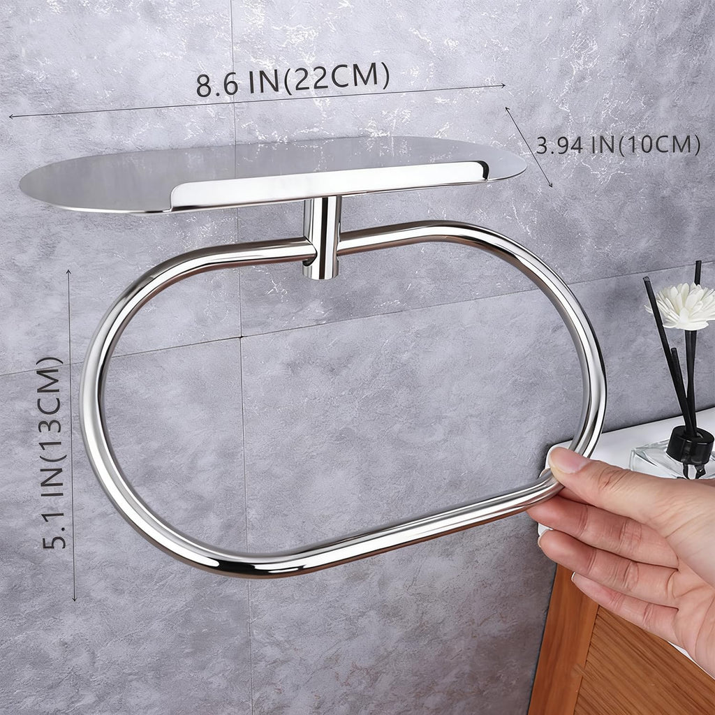 Towel Ring with Shelf, Two Installation Methods, 304 Stainless Steel