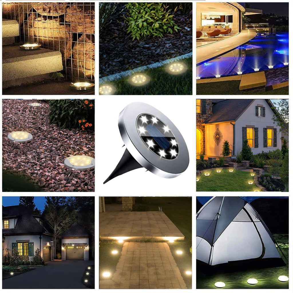 4.6 Inch Diameter Solar Ground Lights, Waterproof Solar Garden Lights, Outdoor Garden Waterproof Bright in-Ground