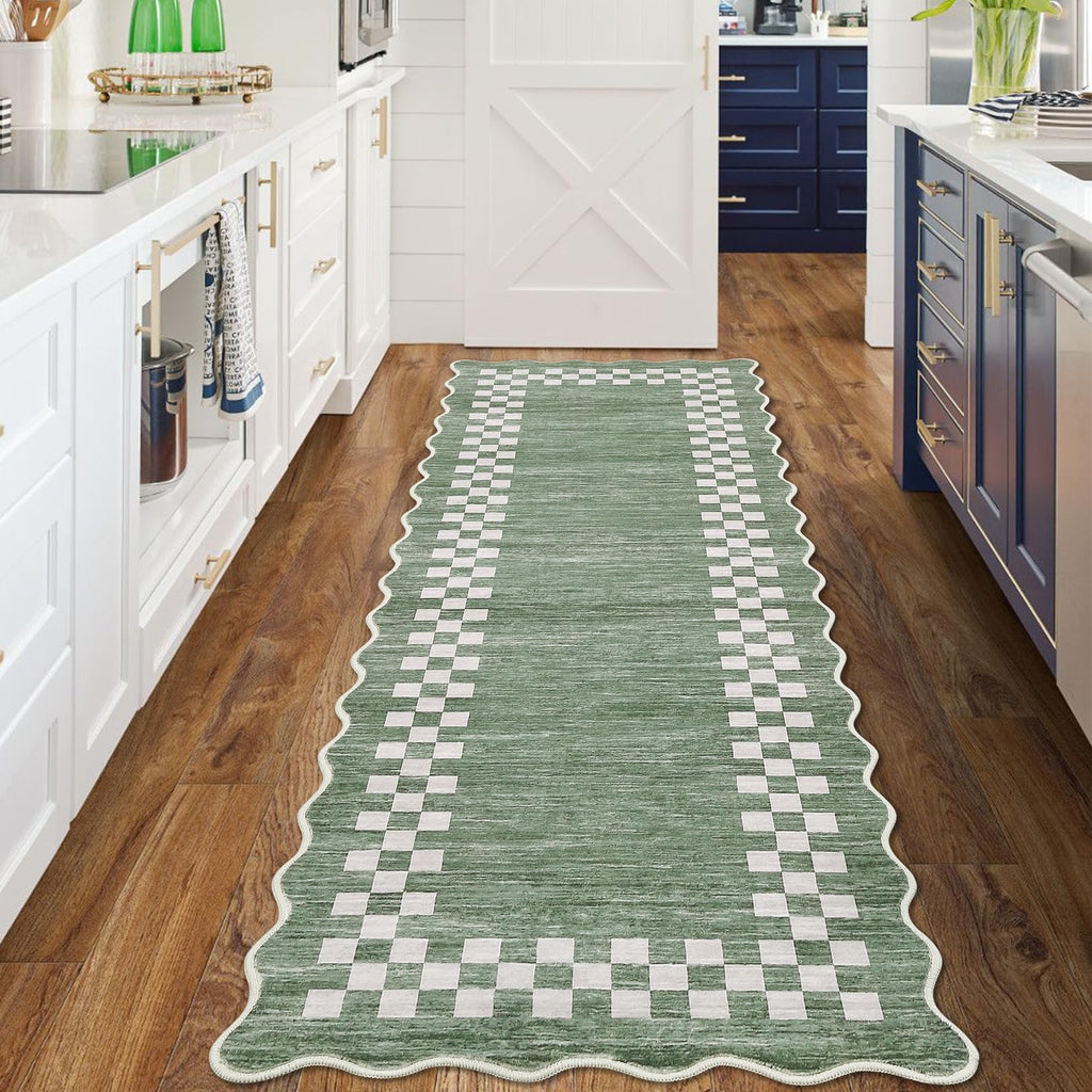 Hallway Runner Rug 2x6 Non Slip Scalloped Washable Kitchen Rug