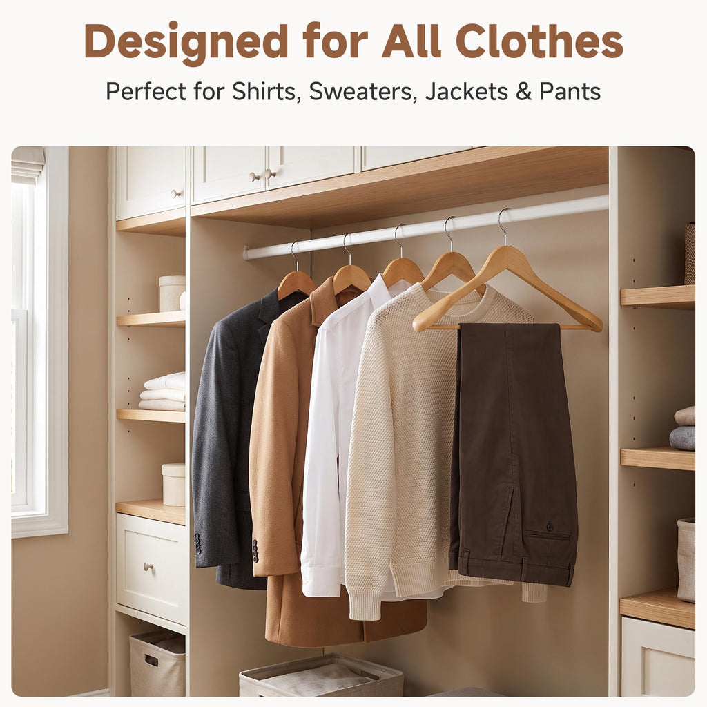 Wooden Hangers 10 Pack, Extra Wide Shoulder Suit Hangers