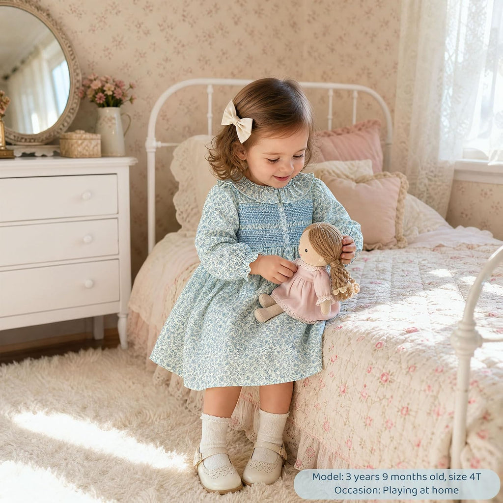 Toddler Girls Smocked Dress,Long Sleeve