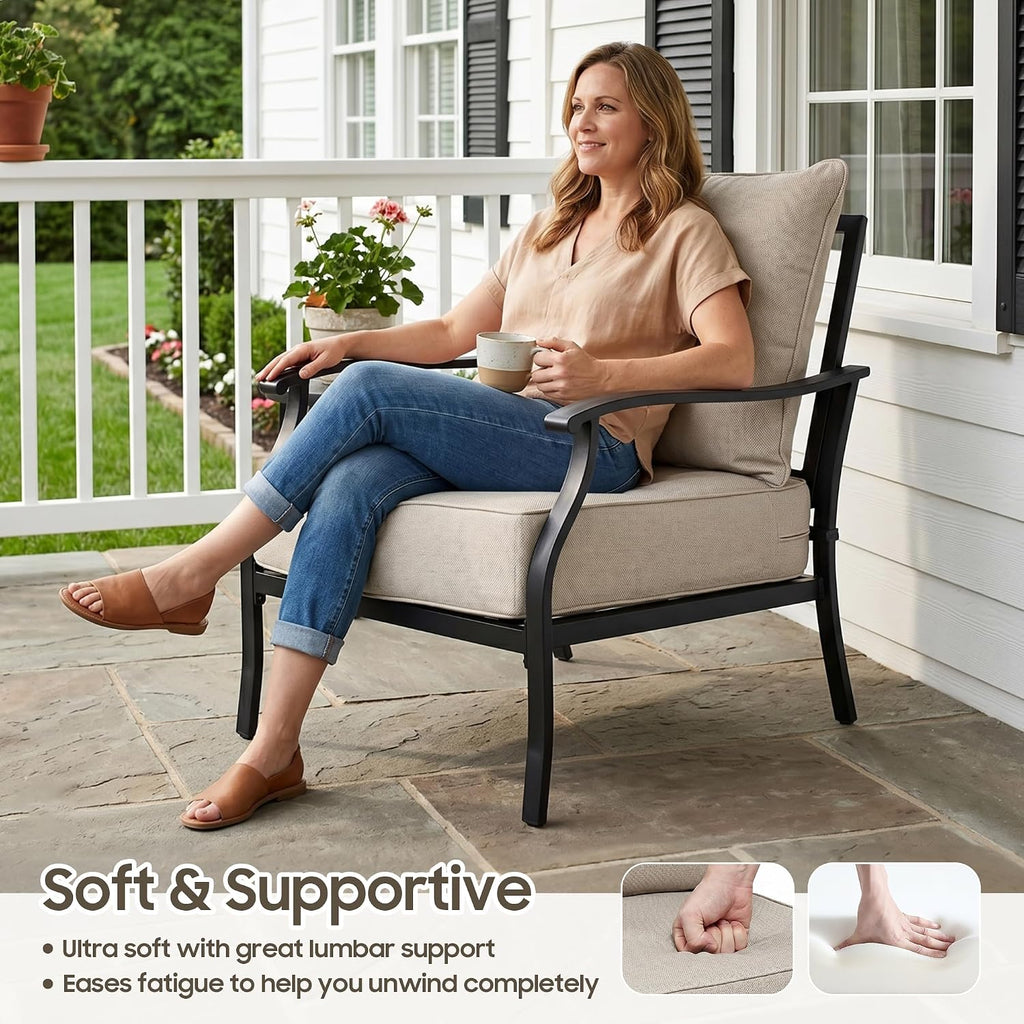 24x24 Outdoor Seat Cushions Set of 2, Thick Deep Seated Outdoor Chair Cushions Furniture, Fade Resistant Replacement