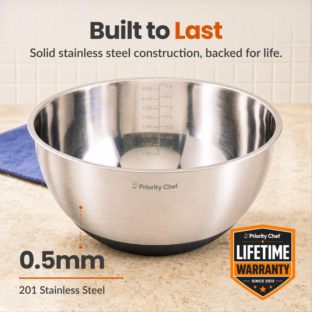 Premium Mixing Bowls with Airtight Lids Set, Thicker Stainless Steel, Black