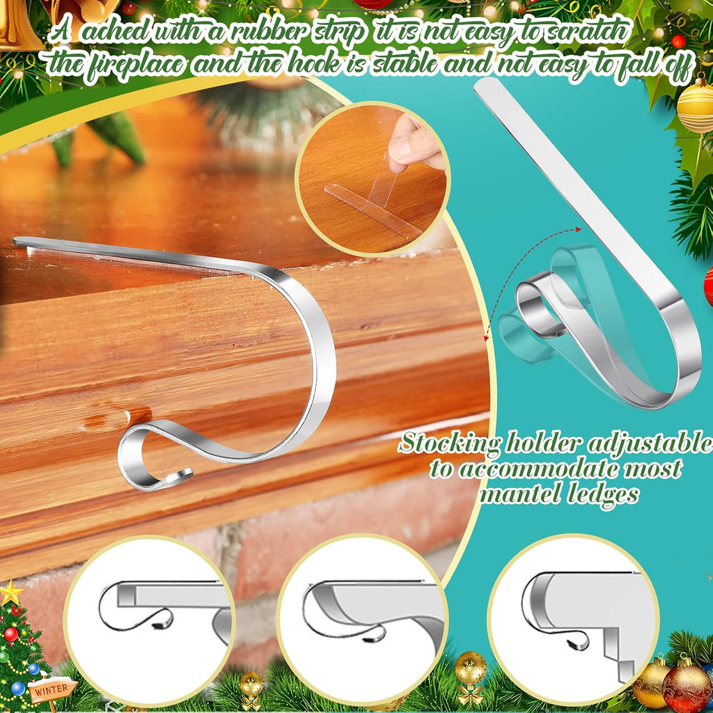 Sets 18 Inch Christmas Stockings Metal Hooks Name Tags,Black - Set of 2