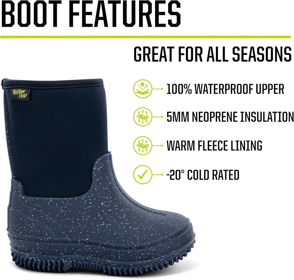 Kids Freestyle Neoprene Outdoor Boot, Lightweight, Kid Friendly for Boys and Girls Waterproof Boot for Rain, Mud