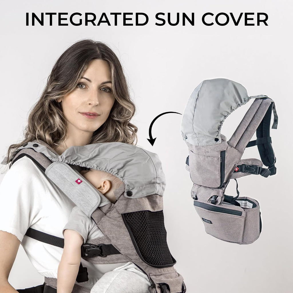 Ergonomic Hip Seat Baby Carrier, 6 Carry Positions, Newborn to Toddler, Lumbar Support, Adjustable Waist Belt