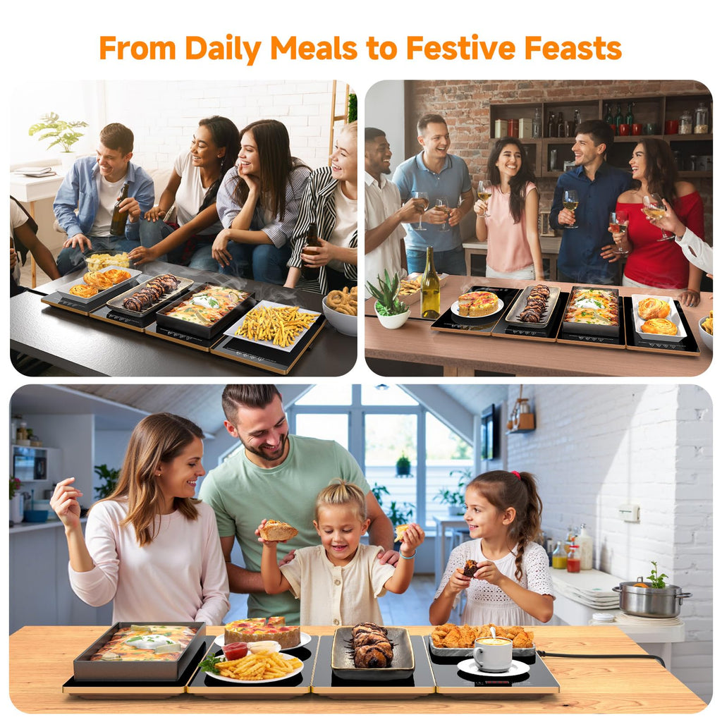Electric Warming Tray Kitchen Appliance, 4-in-1 Buffet Warmer