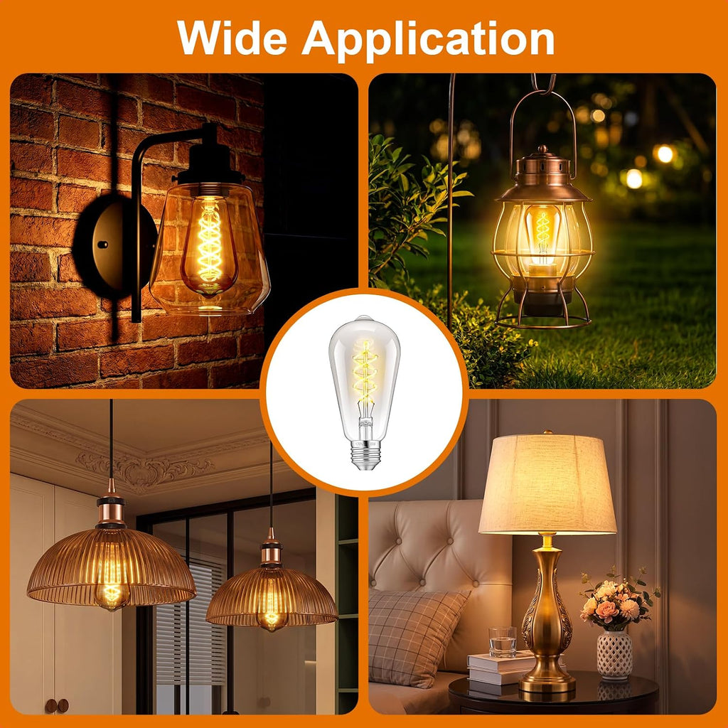 ST64 Edison Bulb E26 Dimmable, 6W Vintage LED Warm Light Bulbs