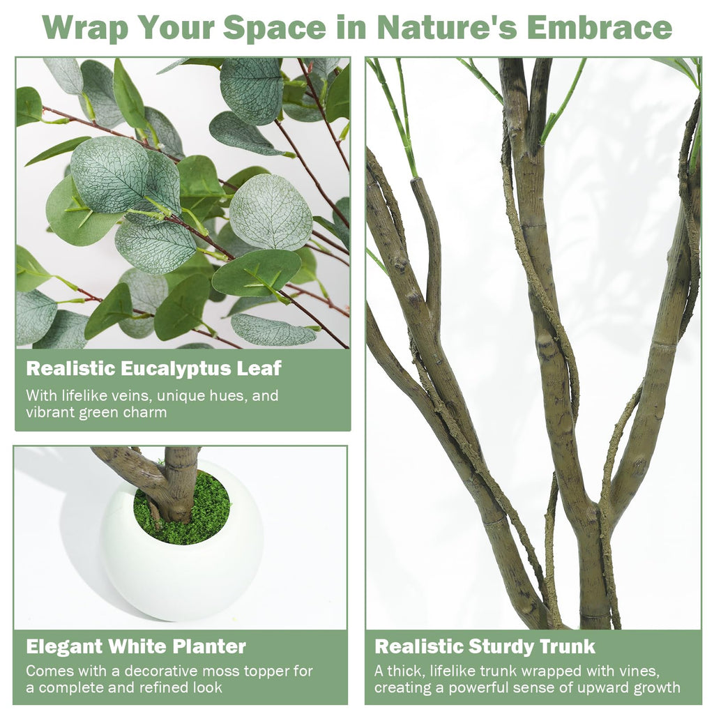 Artificial Eucalyptus Tree 5FT, Indoor Outdoor Faux Tree