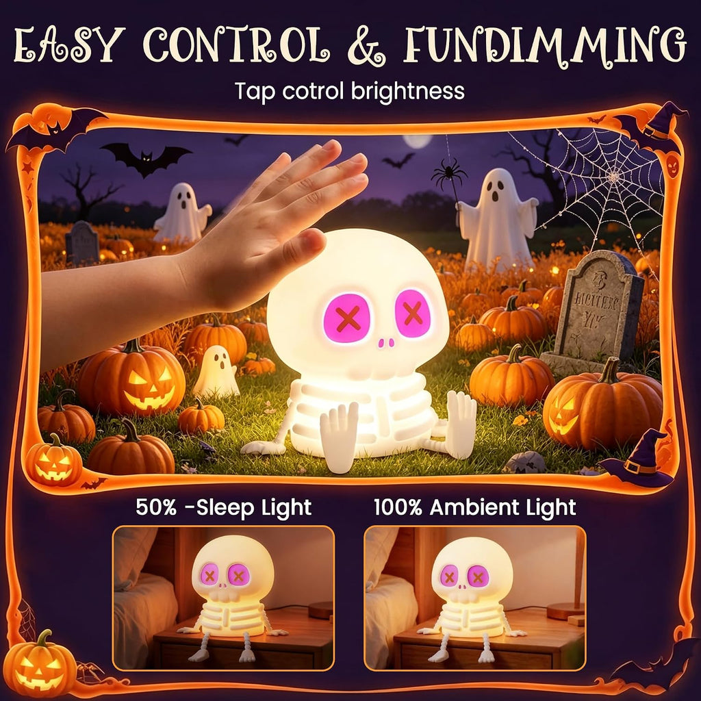 Skeleton Skull Lamp, Halloween Decor Gift, Kids Night Light Toy
