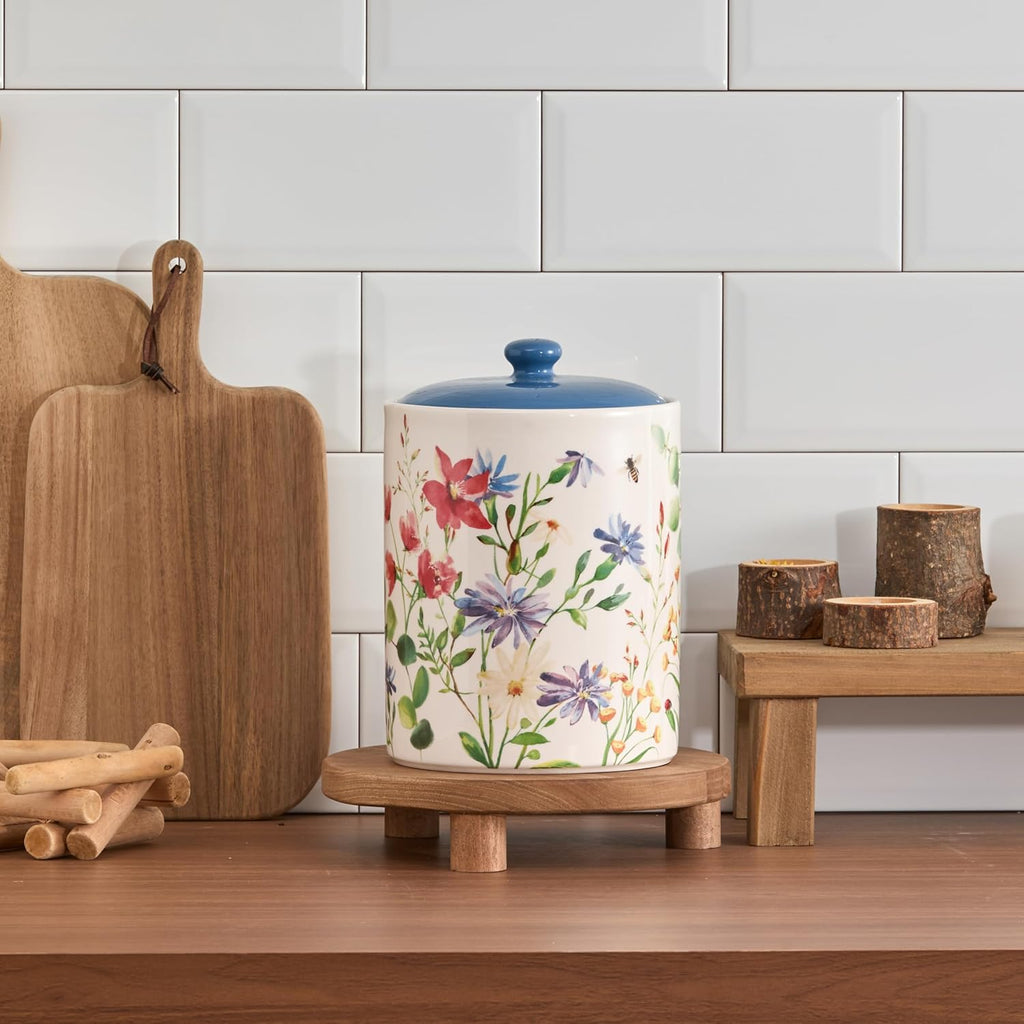 Summer Provence Ceramic Air Tight 9 inch Cookie jar, for holding coffee, powder, tea, spices, Microwave