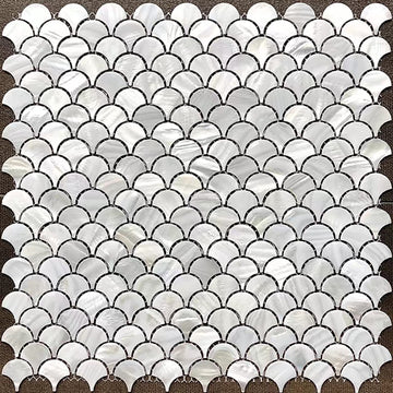 White Fish Scale Mother of Pearl Backsplash Tile 12x12 Inch 10 Sheets