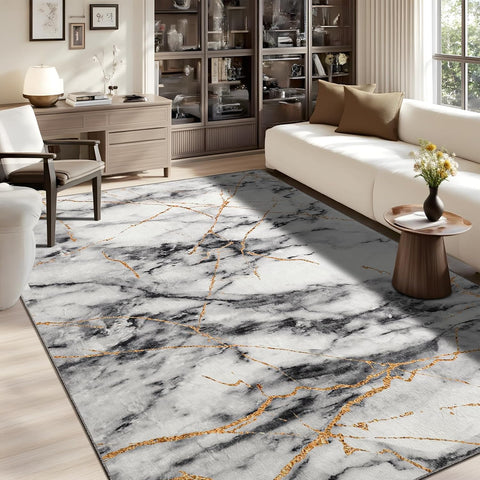 Living Room Rug Washable Abstract Rugs with Non-Slip Backing Low Pile Area Rug for Living Room, Bedroom, Dining Room