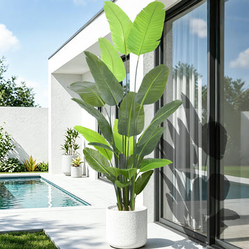 Artificial Bird of Paradise Tree 8FT - Tall Faux Plants Indoor with Realistic Trunks & Lifelike Leaves Living Room