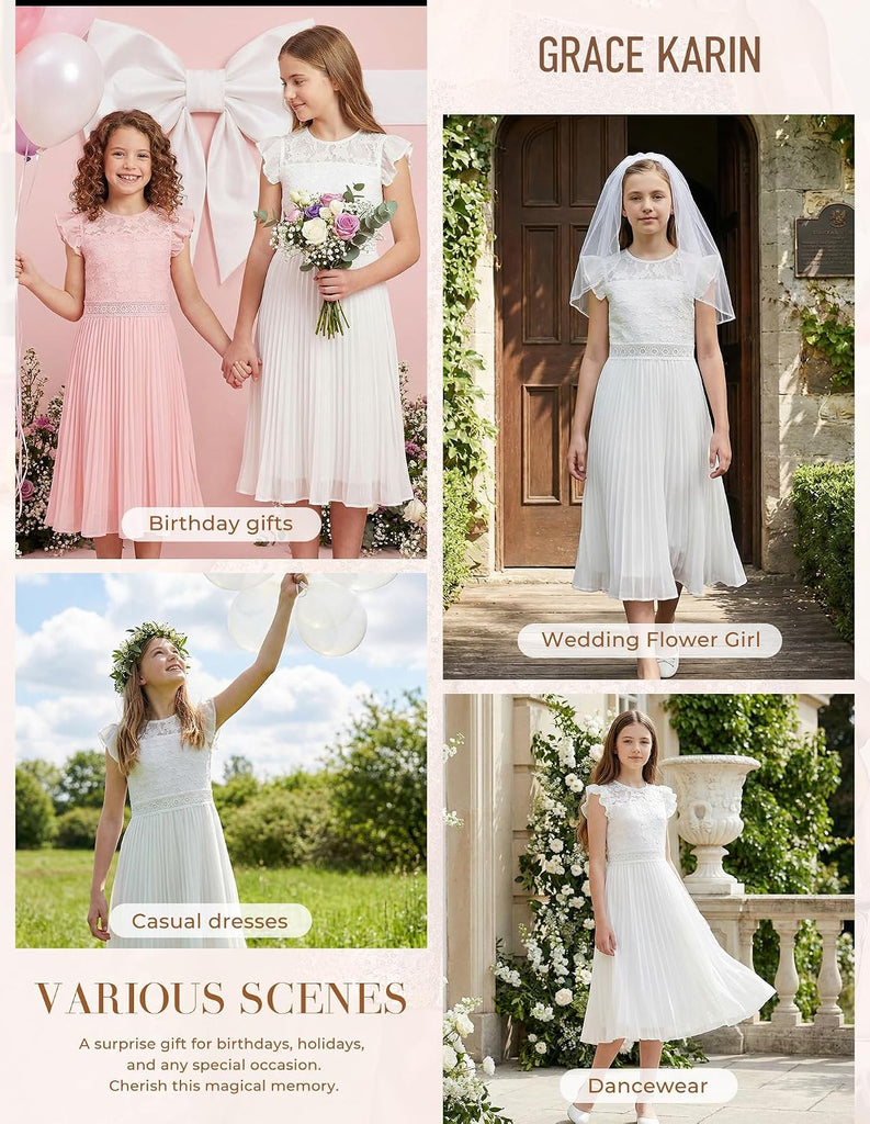 Flower Girl Dress Lace Bridesmaid Wedding Guest Formal Dresses