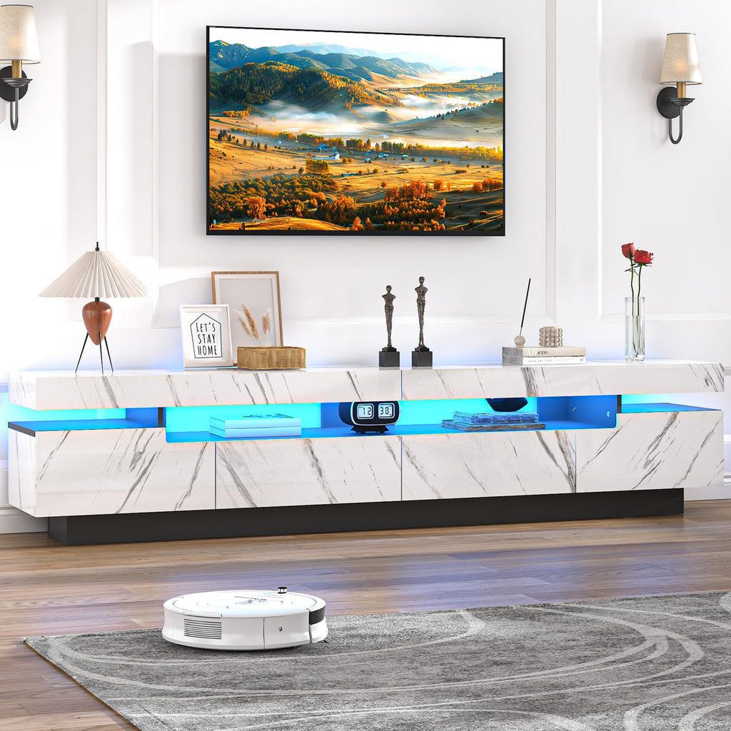 82.7IN Modern High Gloss LED, For 75-90in TV(White)