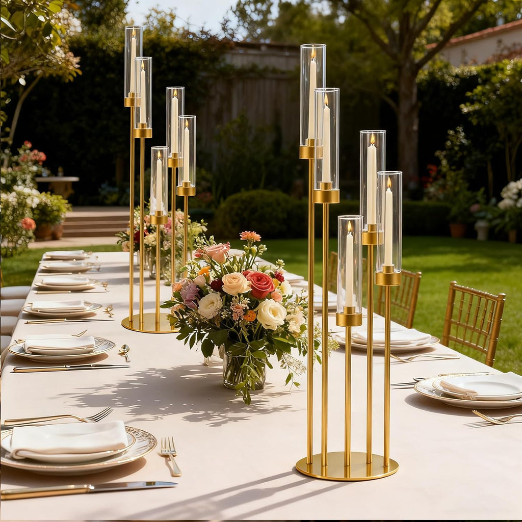 35in 4 Set Gold Candelabra Candle Centerpieces for Tables Candlesticks Holder Wedding Centerpieces Table Decorations