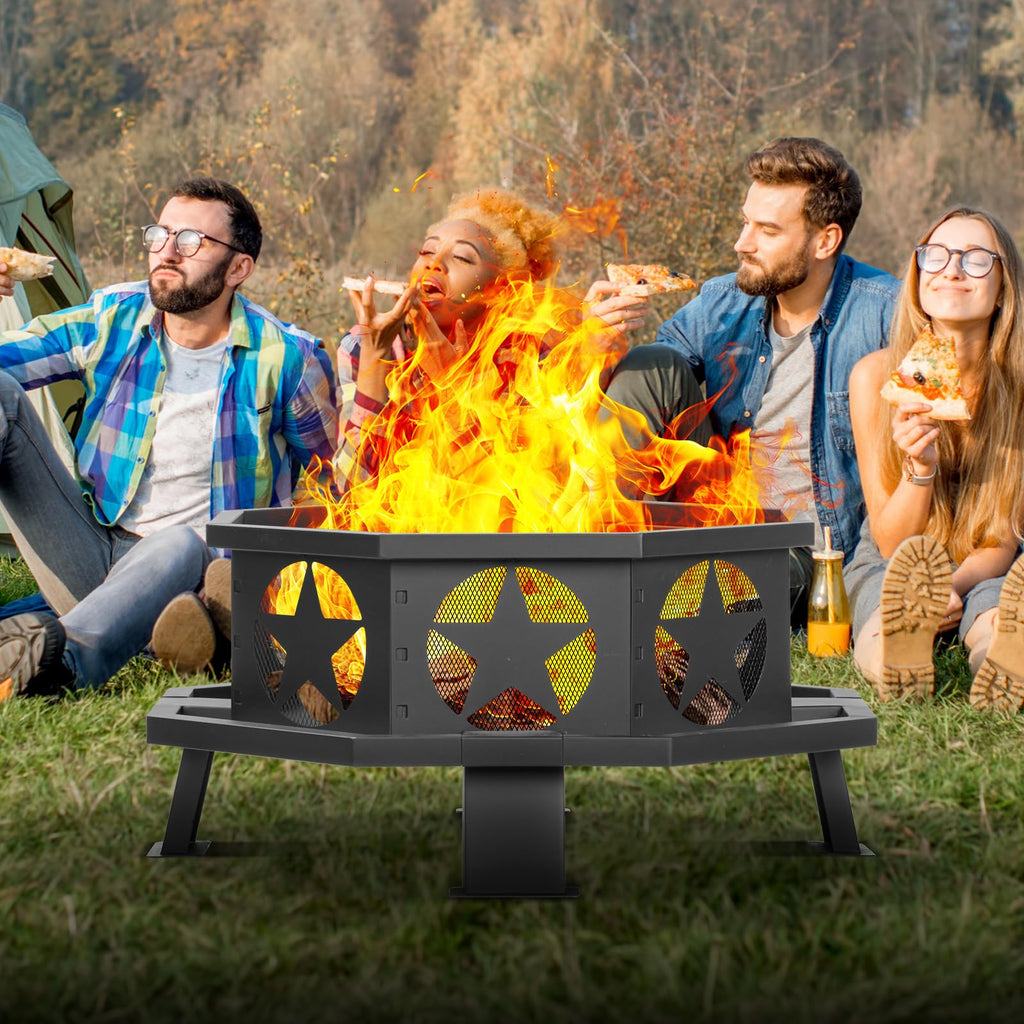 32 inch Fire Pit for Outside with Fire Poker