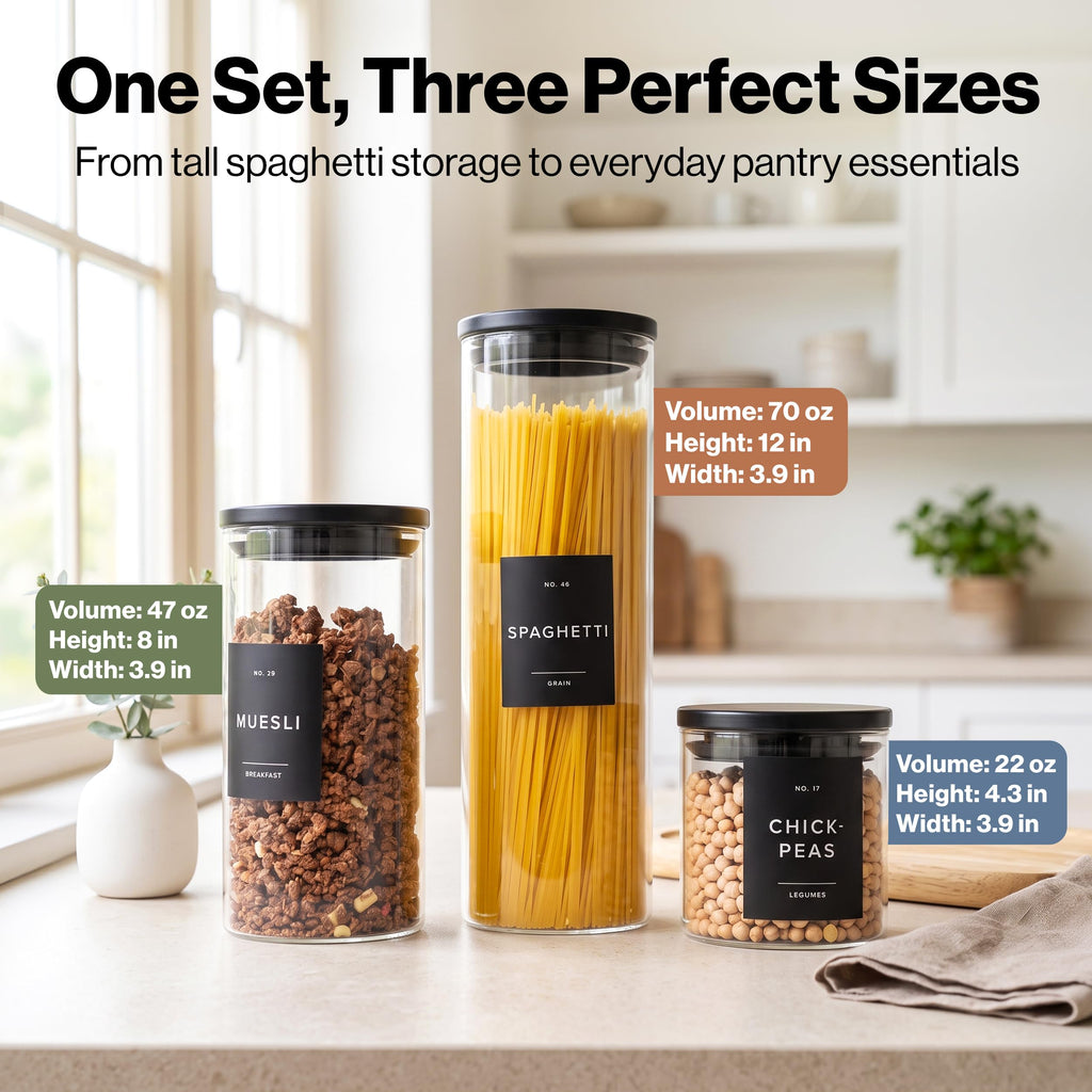 Glass Food Storage Jars - Containers for Pantry Organization