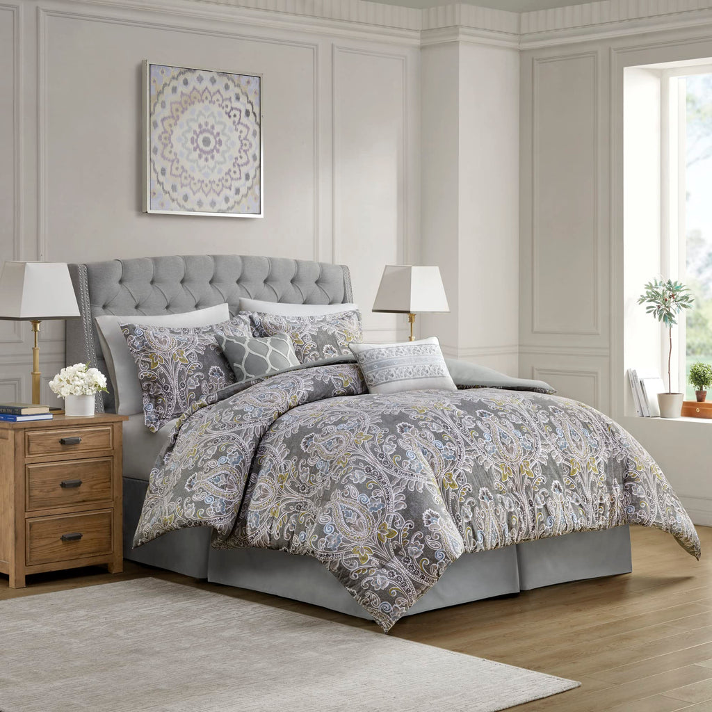 Cozy Cotton Comforter Set - Classic Modern Design, All Season Down Alternative Casual Bedding, Matching Shams