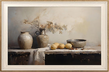 Framed Kitchen Wall Art Prints, Rustic Kitchen Farmhouse Wall Decor Living Room, Vintage Jars Still Life Oil Painting
