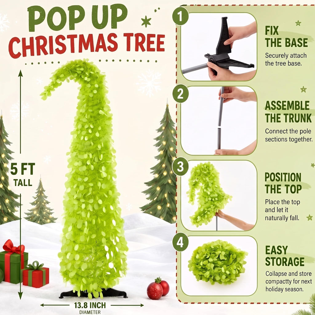 Whimsical 5ft Bendable Pop up Collapsible Tree