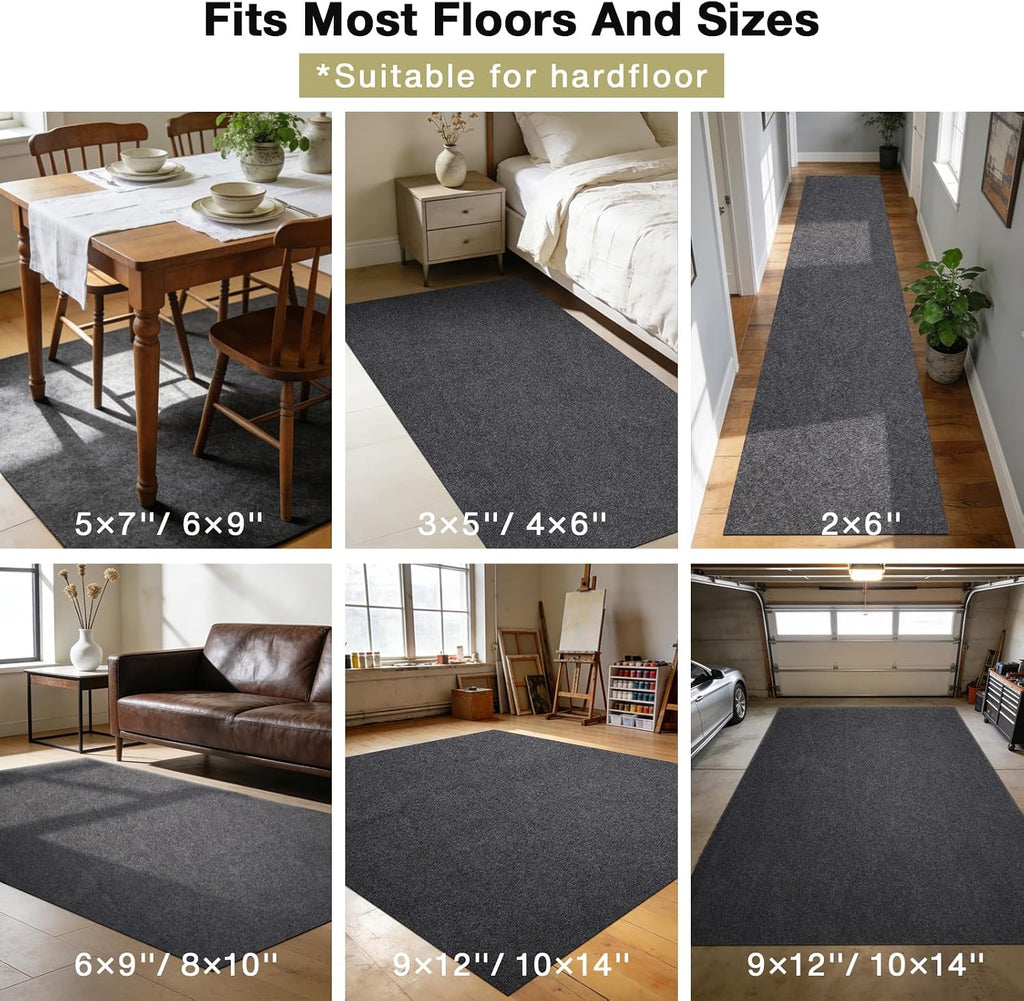 Rug Pad 8x10 Non Slip for Hardwood Floors, 1/8" Extra Thick Waterproof Felt Carpet Pad, Low Profile Underlay for Area