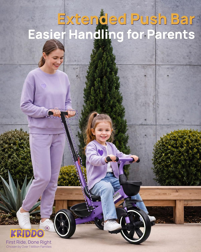 In-1 Toddler Tricycle with Push Handle: Ages 18 Months to 5 Years