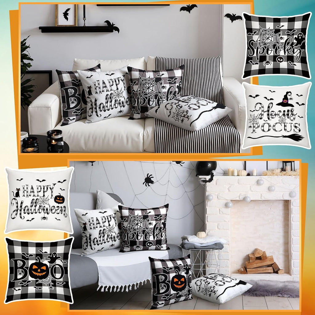 Christmas Pillow Covers 18 x 18 Inch Holiday Throw Pillow Covers Halloween Fall Winter Seasonal Pillowcases - Set of 16