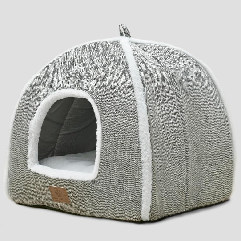 Cat Beds for Indoor Cats-Cat Bed Cave House Tent for Kittens and Small Pets with Washable Cushioned,Soft and Warm