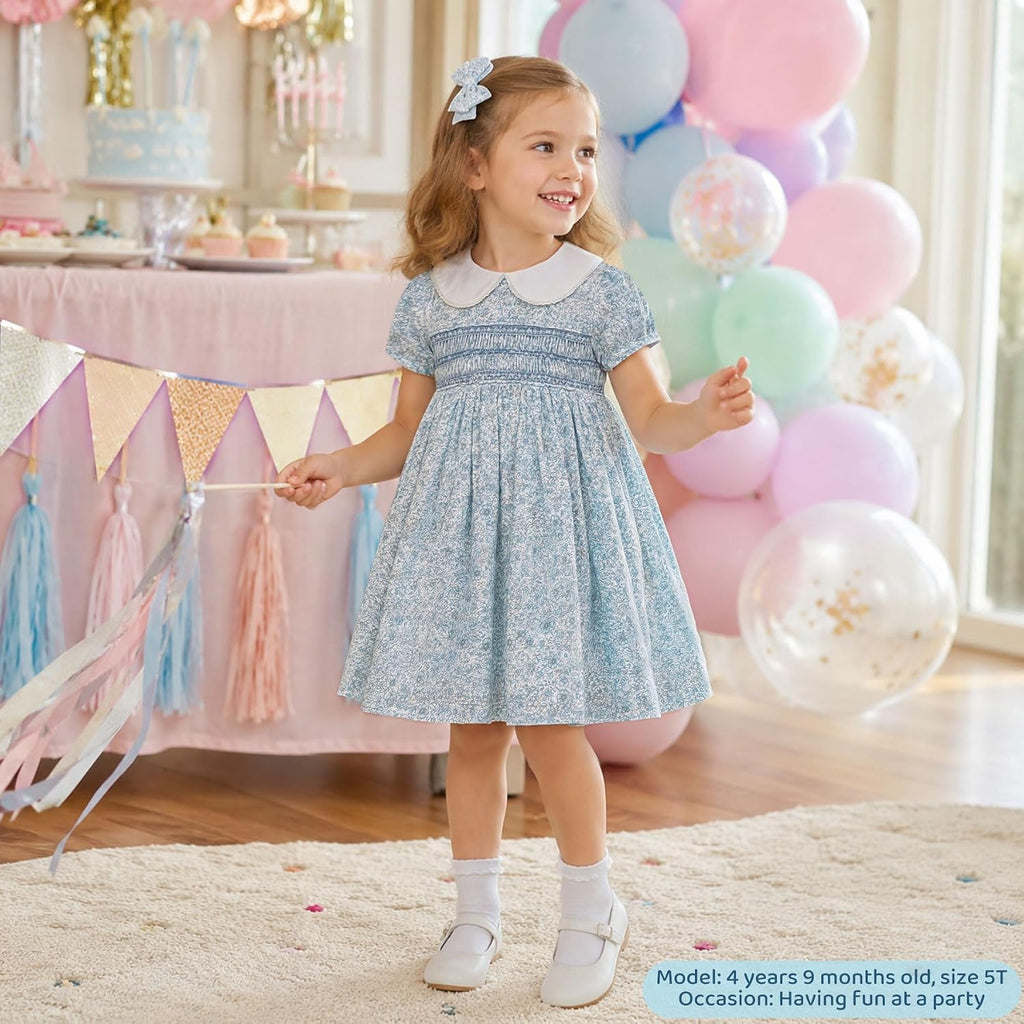 Toddler Girl Smocked Dress, Ruffle Floral A Line