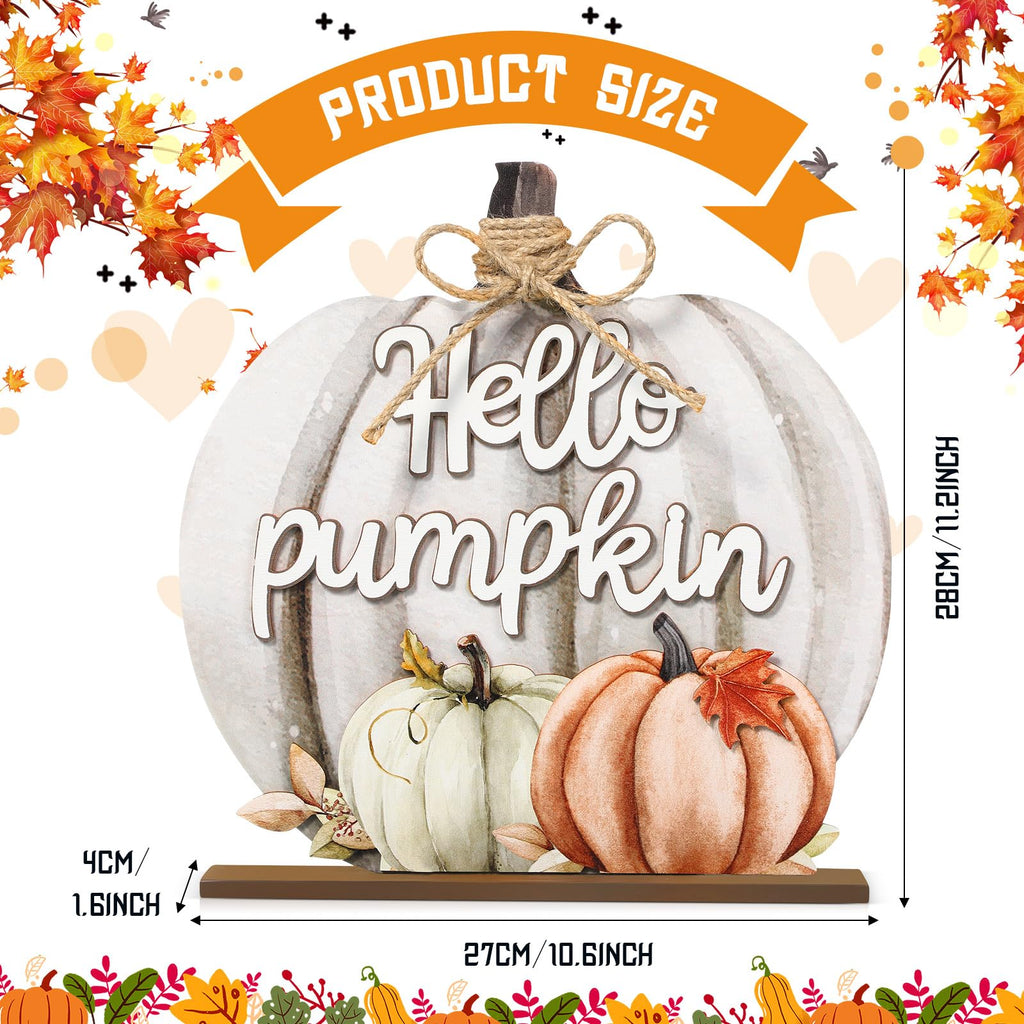Fall Decoration Wooden Grey Pumpkins Decor Fall Hello Pumpkin Sign